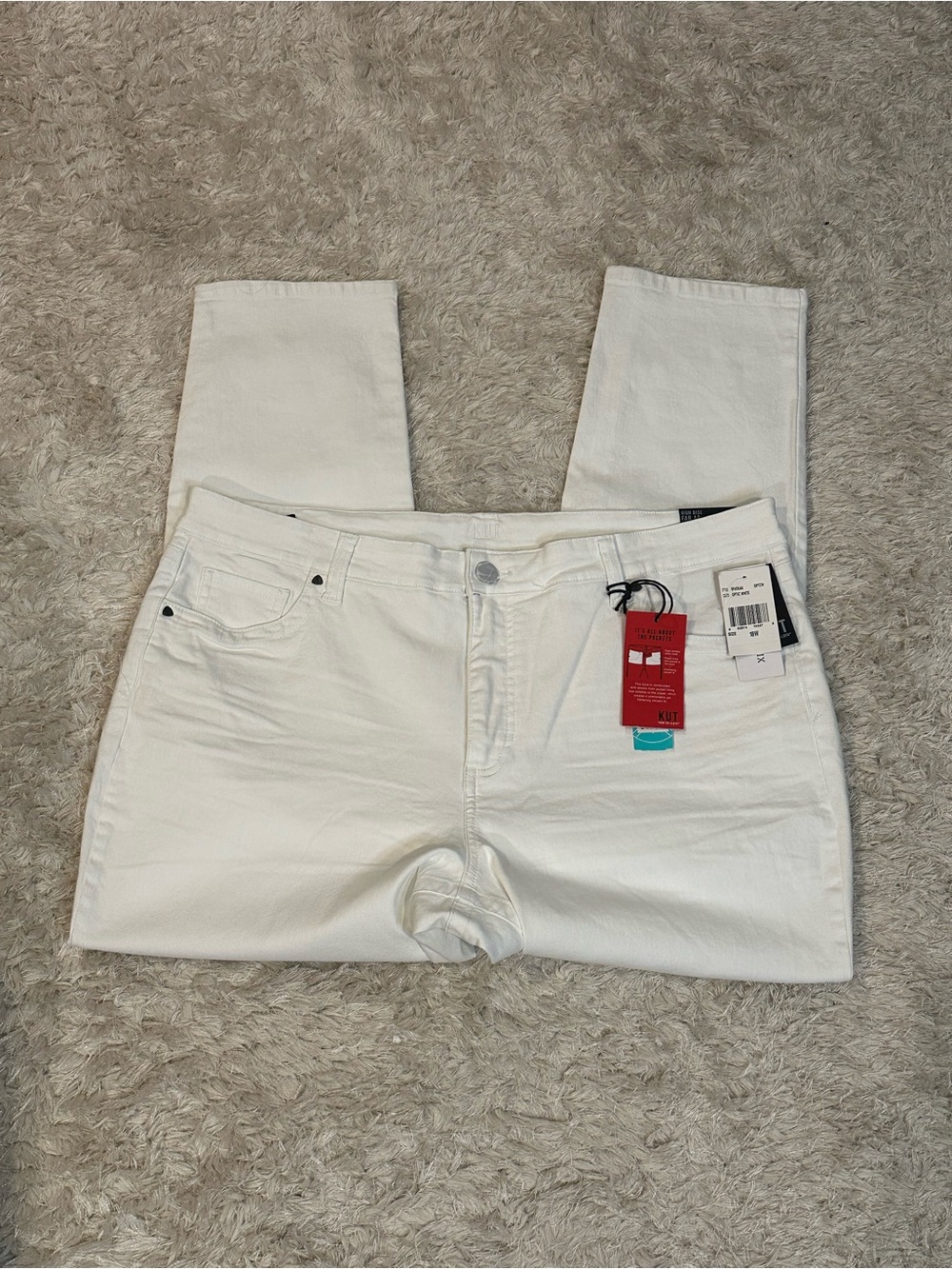 NWT Kut from the Kloth High Rise Fab Ab Straight Leg White Jeans - 18W